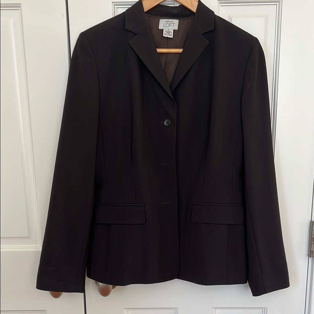 LOFT Black Blazer Notched Lapels Structured Shoulders